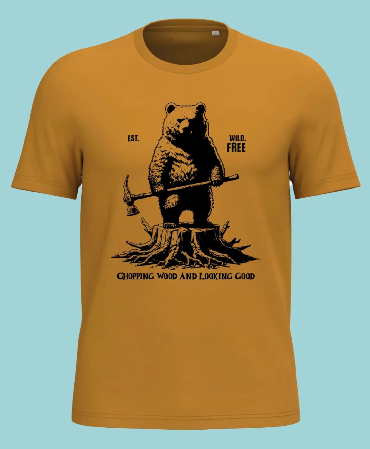 Okergeel shirt met bedrukt ontwerp