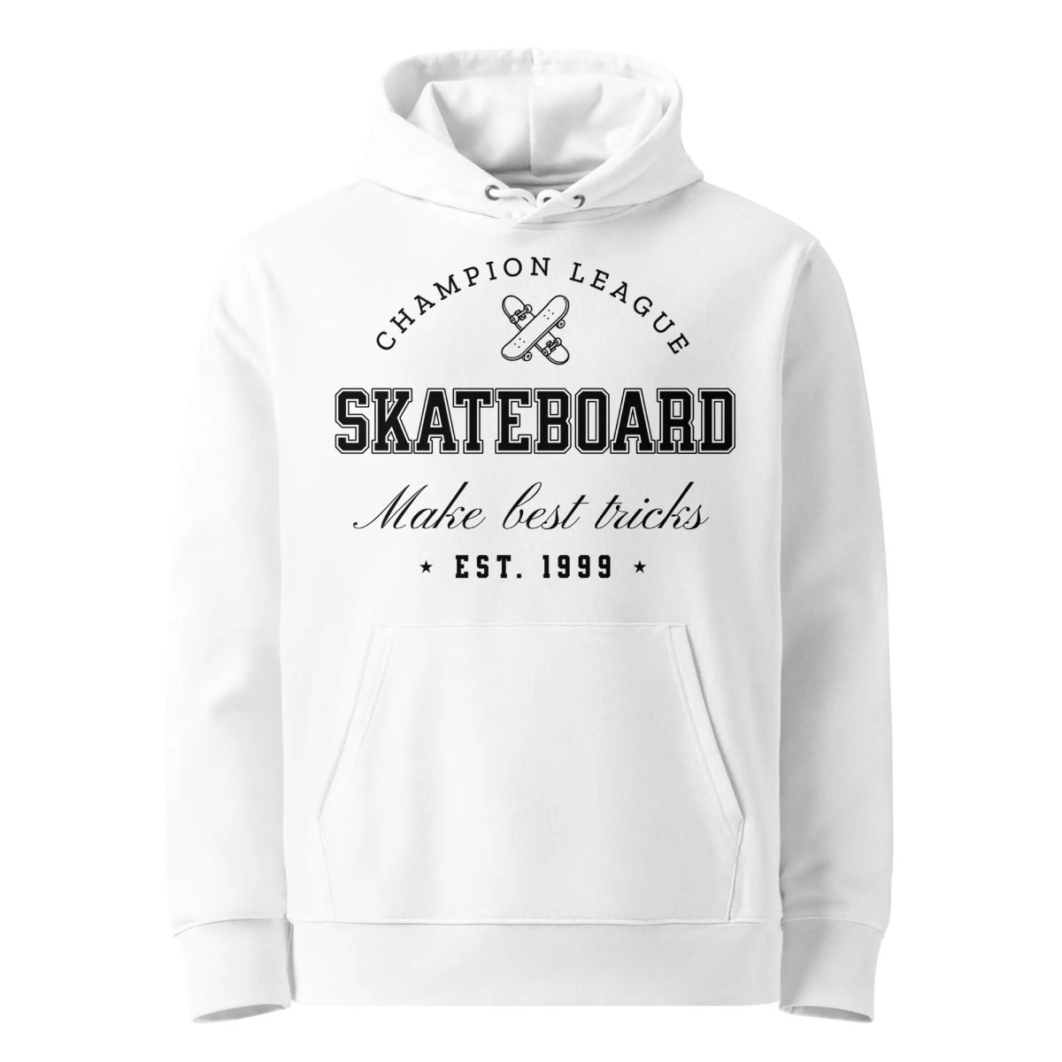 Witte eco hoodie met bedrukking